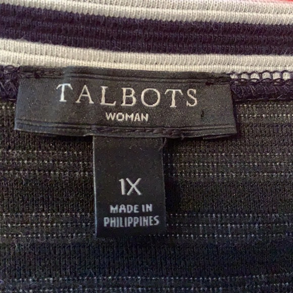 Talbots Top, size 1X, see measurements, Navy and White - Picture 10 of 12